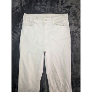 MOTHER The Hustler Ankle Fray Jeans Women's Size 30 White Denim Raw Hem